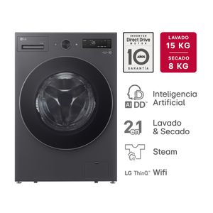 ENTREGA DESDE 7/08 | LAVASECARROPAS CARGA FRONTAL 15/8 KG WD15EGNTSPG │ GRIS MATE │ INVERTER DIRECT DRIVE │ AI DD │ THINQ